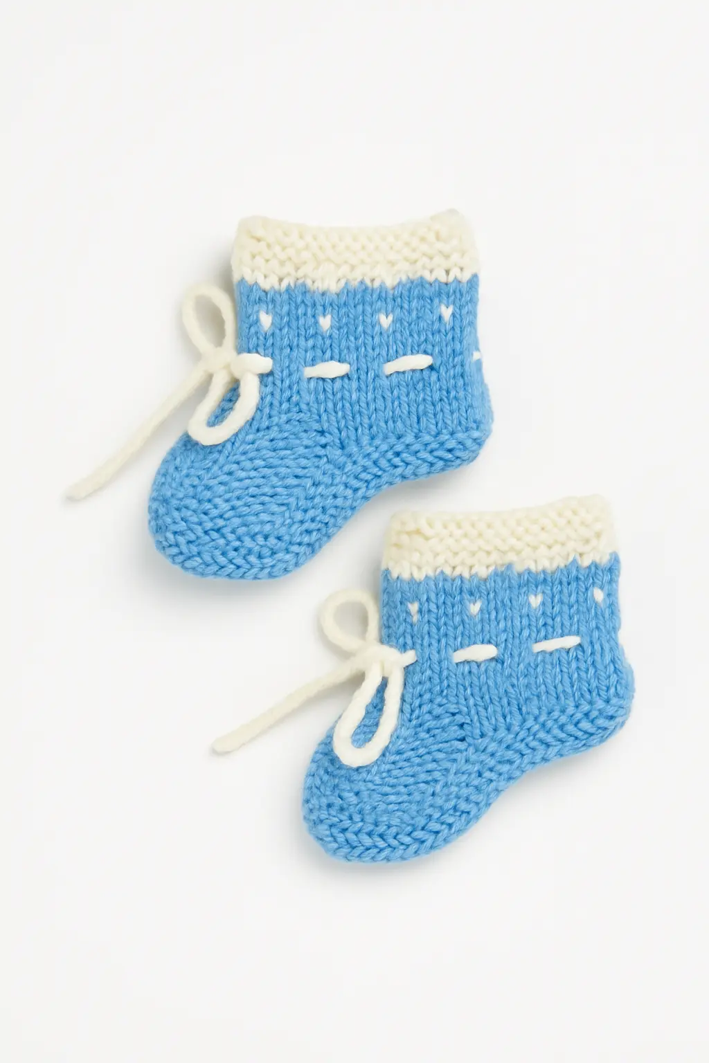 “Handmade Knitted Baby Wool Set – Blue & White (Sweater, Cap & Booties)” - Image 4