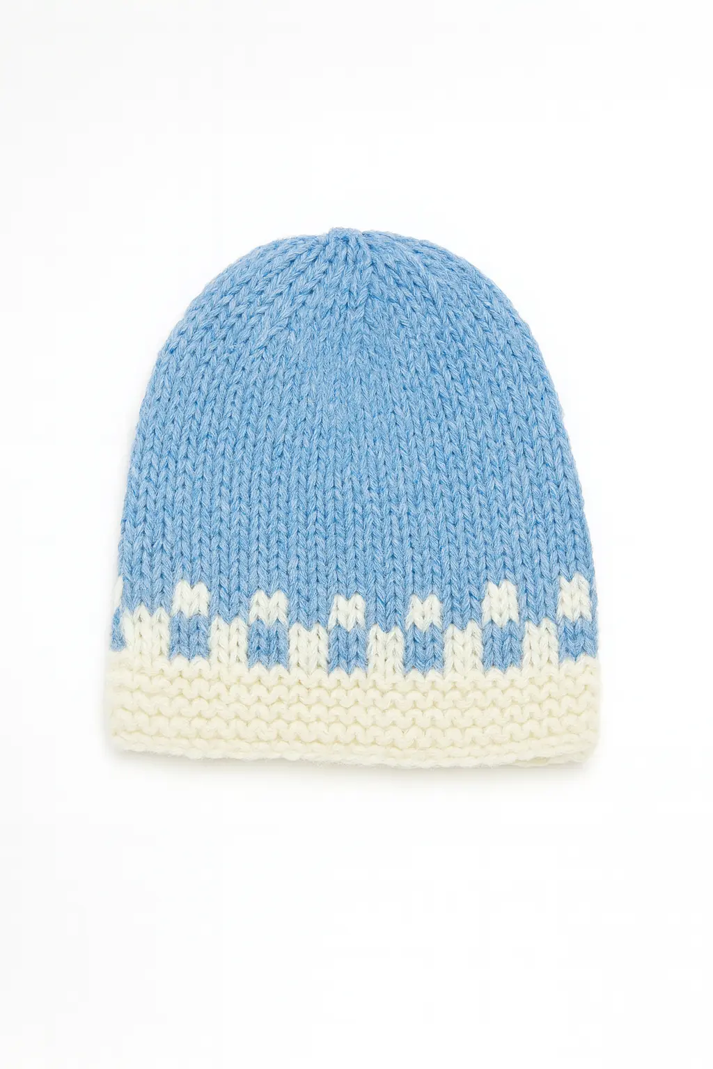 “Handmade Knitted Baby Wool Set – Blue & White (Sweater, Cap & Booties)” - Image 3