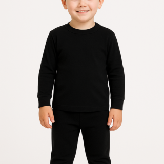Kids Ultra-Soft Black Full Sleeve Top & Jogger Pajama Set (3–4 Years)