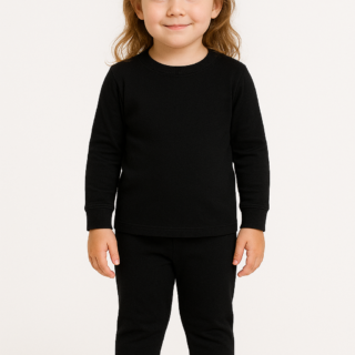 Kids Ultra-Soft Black Full Sleeve Top & Jogger Pajama Set (3–4 Years)