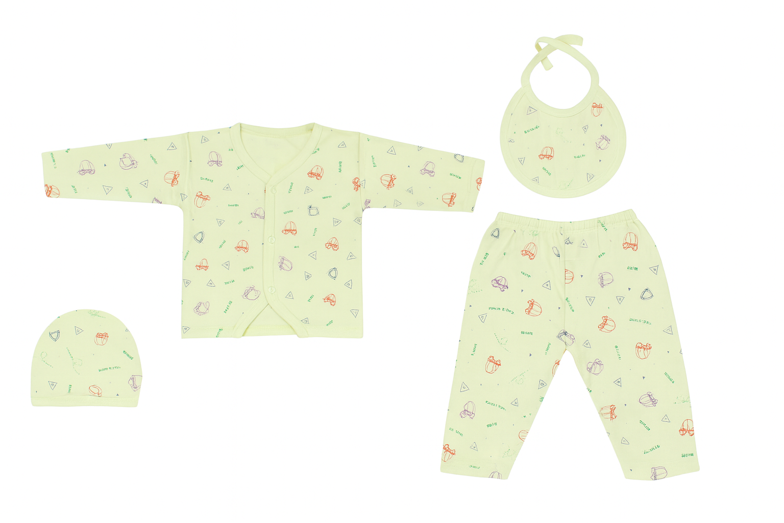 SoftMint Beep-Beep Printed | Baby Night Suit with Cap (0–6 Months) - Image 2