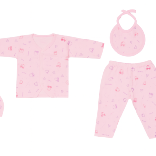 SoftTouch Newborn Printed Sleepsuit Set – Pink (0–6 Months)