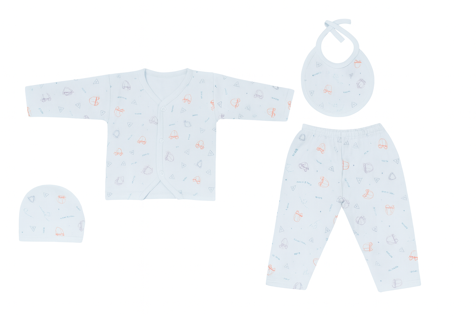BlueBeeps Newborn Printed Sleepsuit Set – Sky Blue (0–6 Months) - Image 2