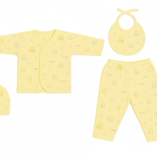 SunnySnug Newborn Printed Sleepsuit Set – Yellow (0–6 Months)